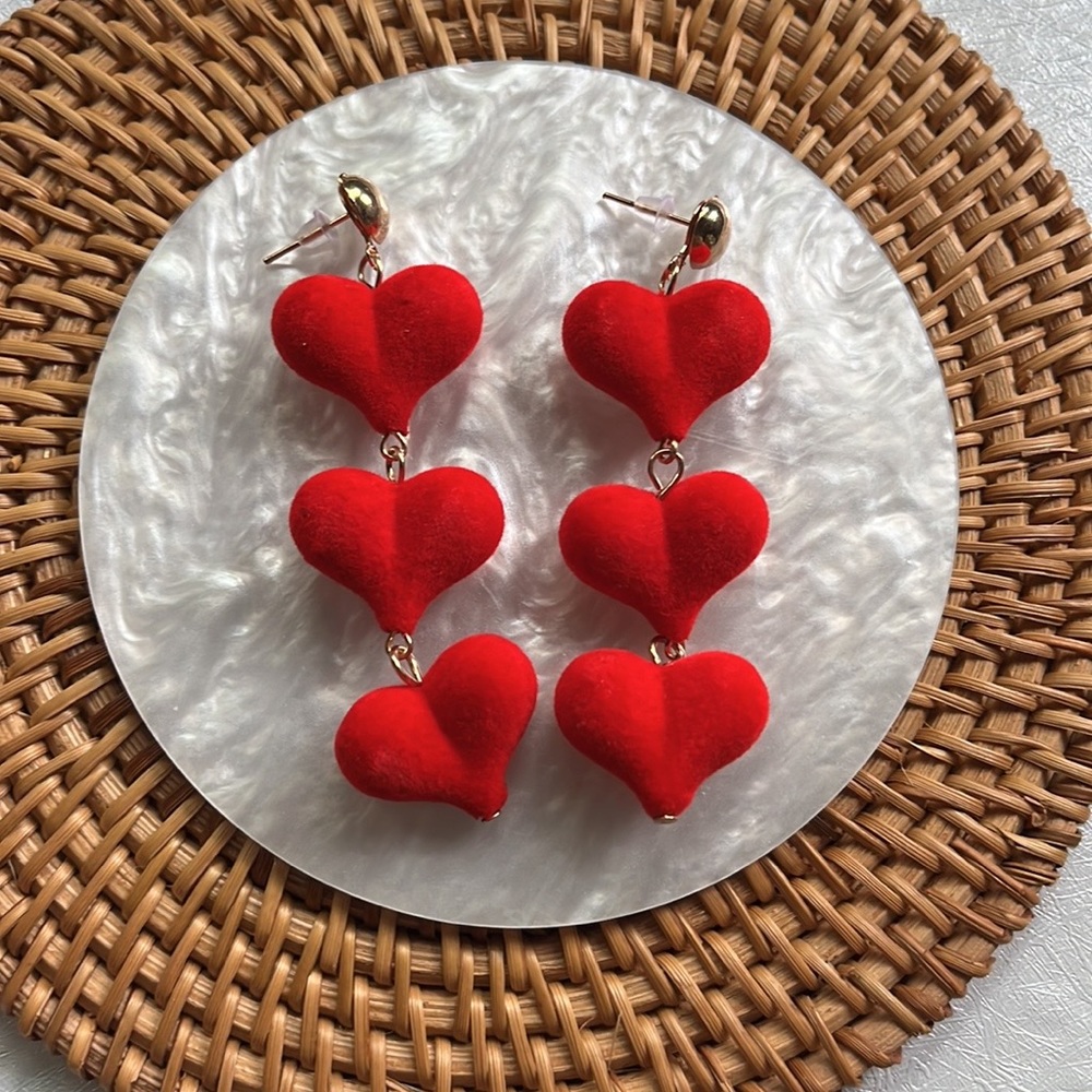 Red Velvet Heart Earrings
